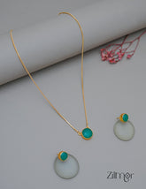 CL1011589- Stone Pendant Simple Necklace Earring Set(color option) 2-Zilmor